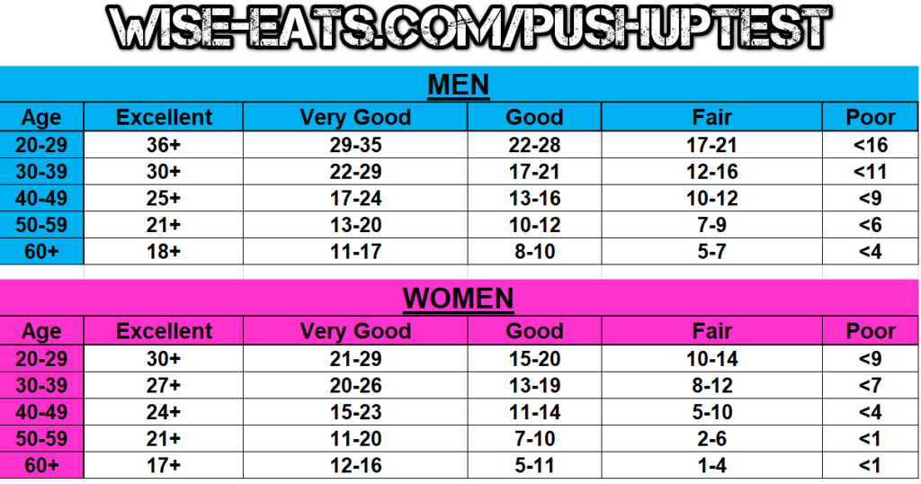 Push Ups Standards for Men and Women (lb) - Strength Level